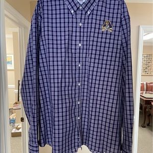 Men’s 3XL Purple checkered ECU button up long sleeve shirt
